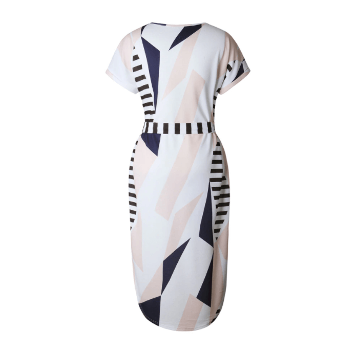 Damen Midikleid mit V-Ausschnitt und Taillengürtel Jully