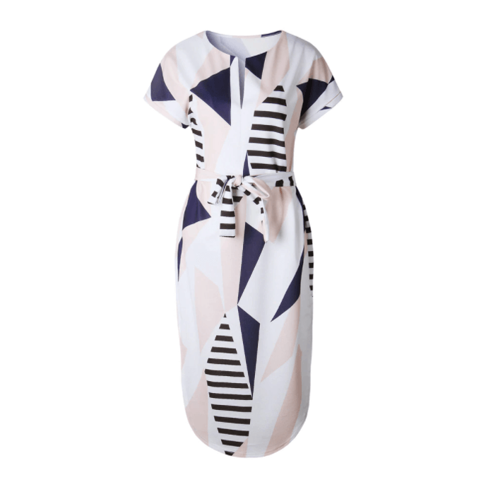 Damen Midikleid mit V-Ausschnitt und Taillengürtel Jully