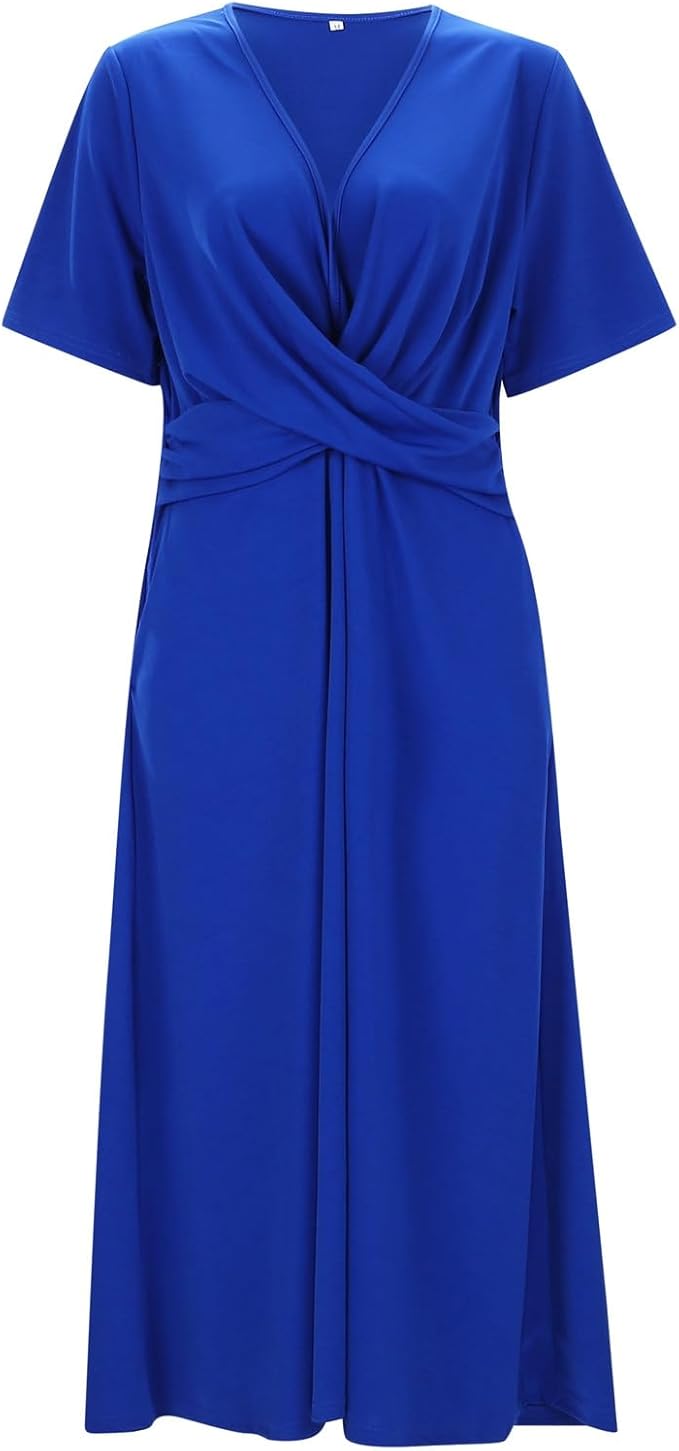 Damen Midikleid mit V-Ausschnitt und Taschen Jully