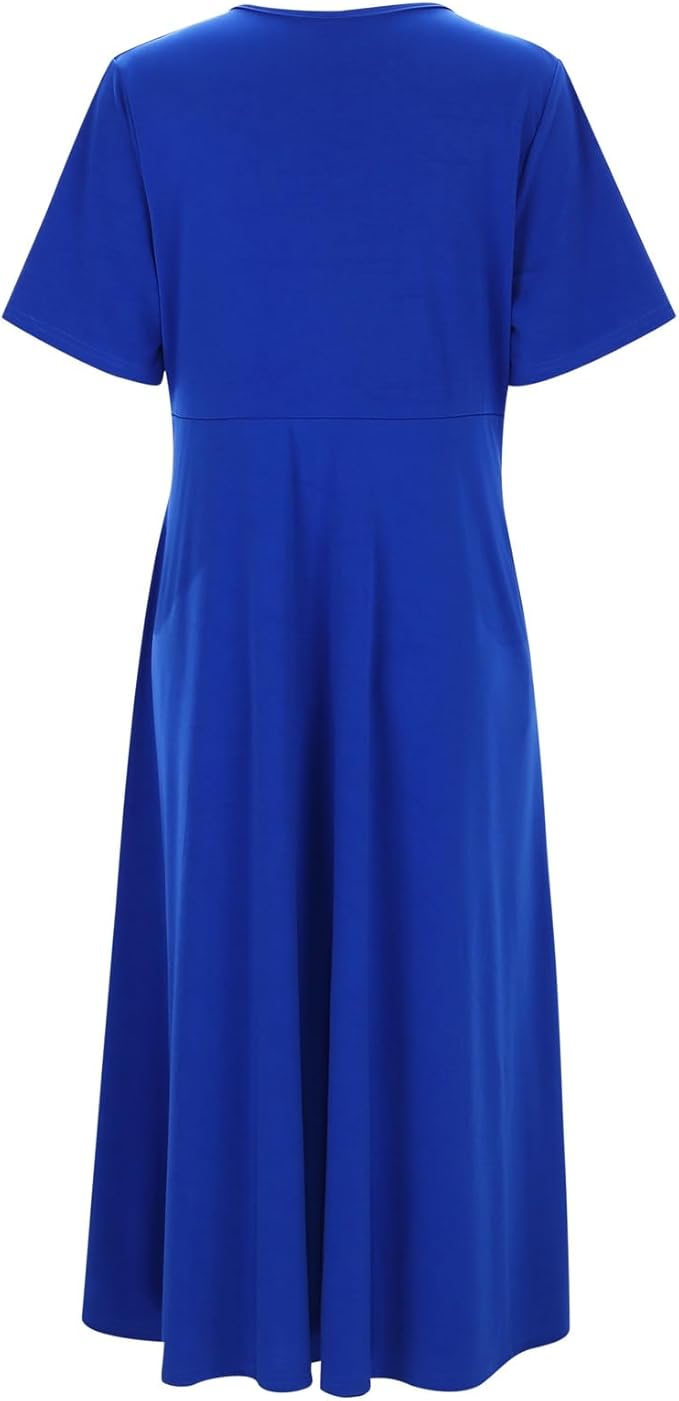 Damen Midikleid mit V-Ausschnitt und Taschen Jully