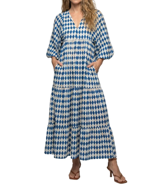 Damen Midikleid mit V-Ausschnitt und gestufter Struktur Jully
