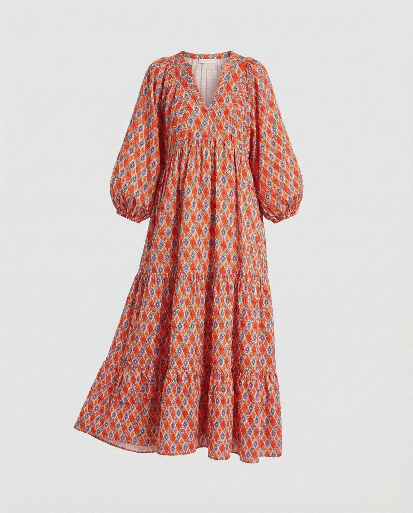 Damen Midikleid mit V-Ausschnitt und gestufter Struktur Jully