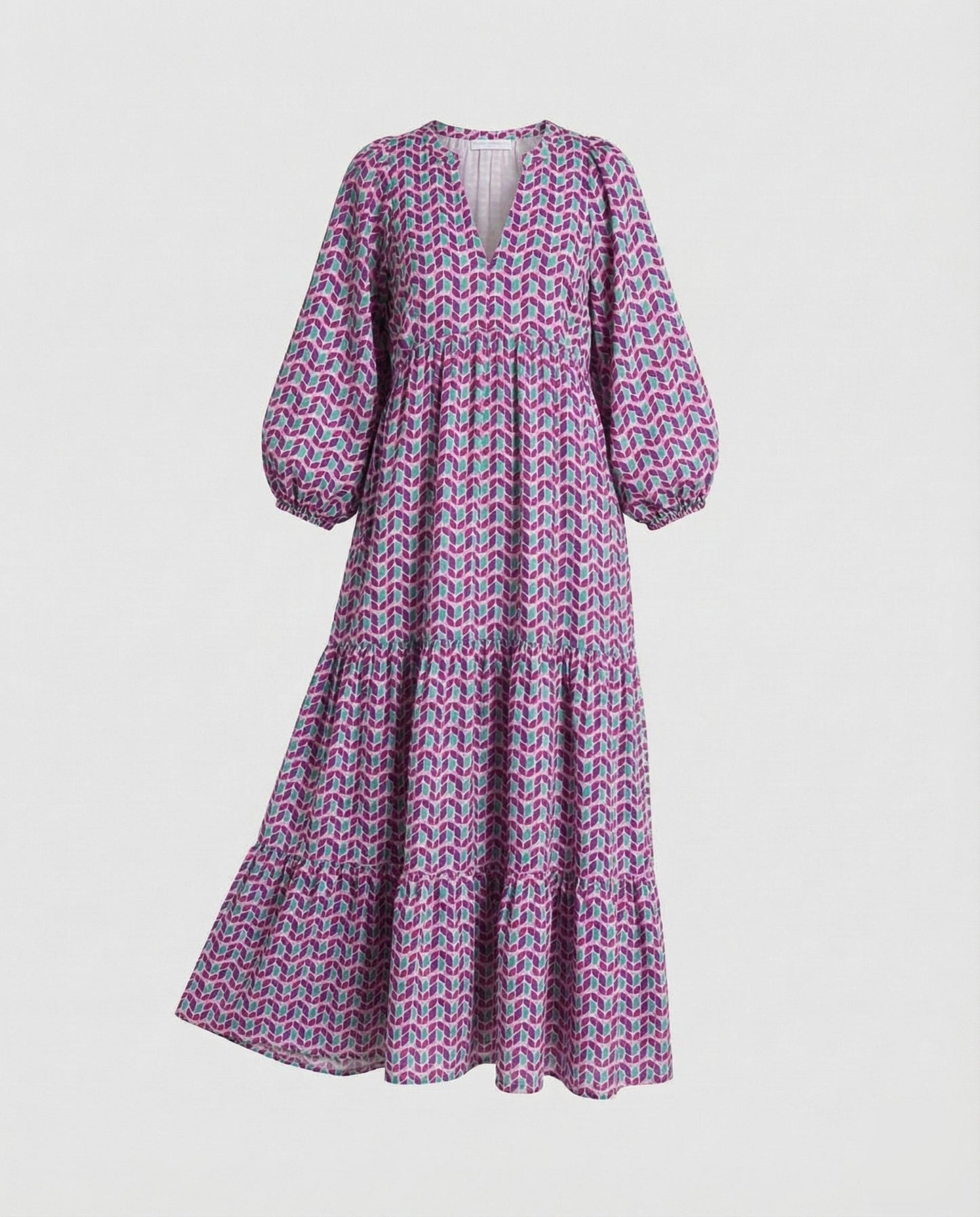 Damen Midikleid mit V-Ausschnitt und gestufter Struktur Jully
