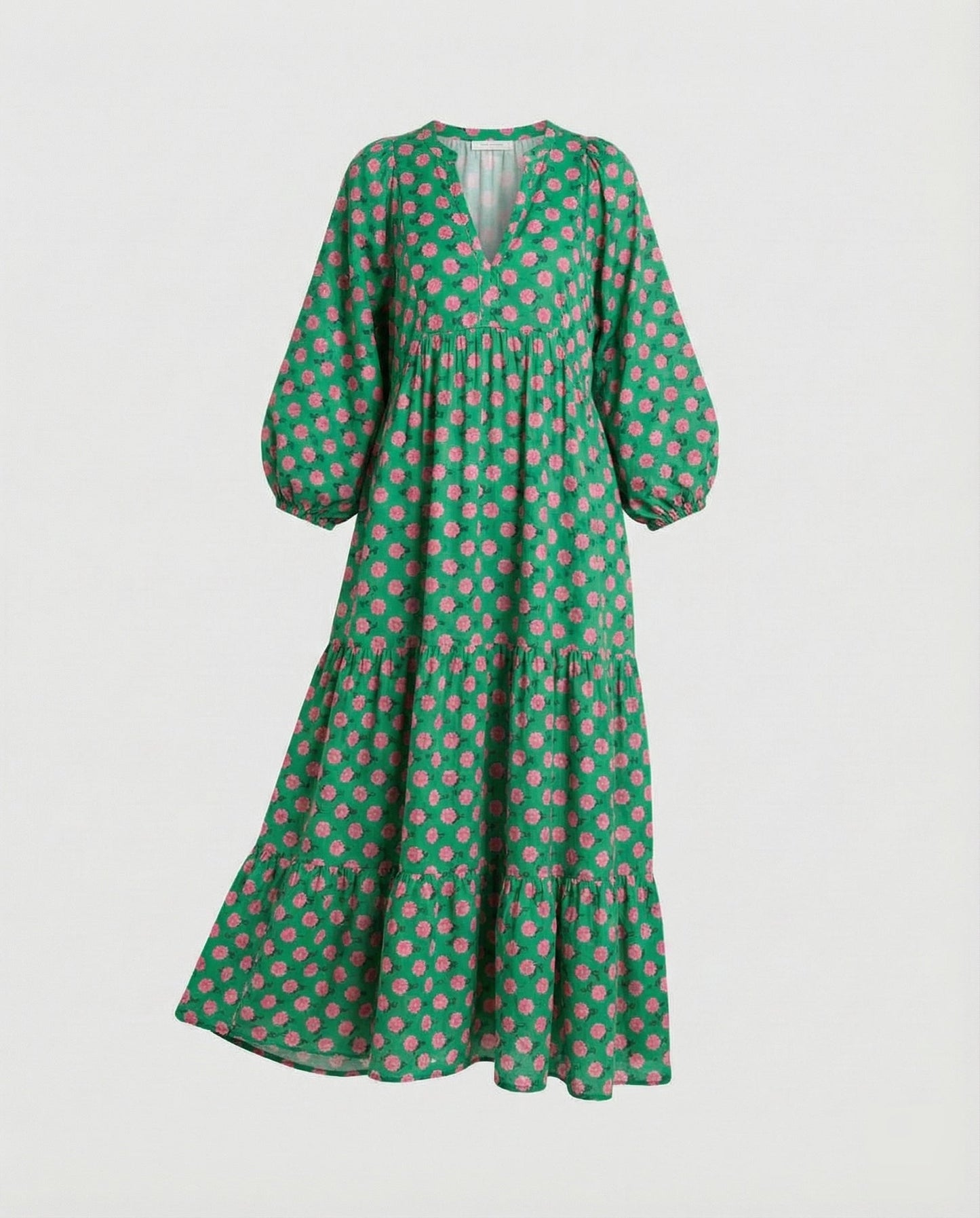 Damen Midikleid mit V-Ausschnitt und gestufter Struktur Jully