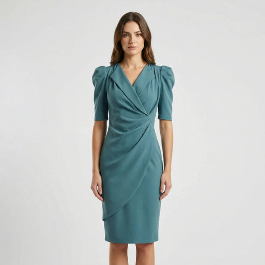 Damen Midikleid mit Wickelausschnitt in Blau Jully