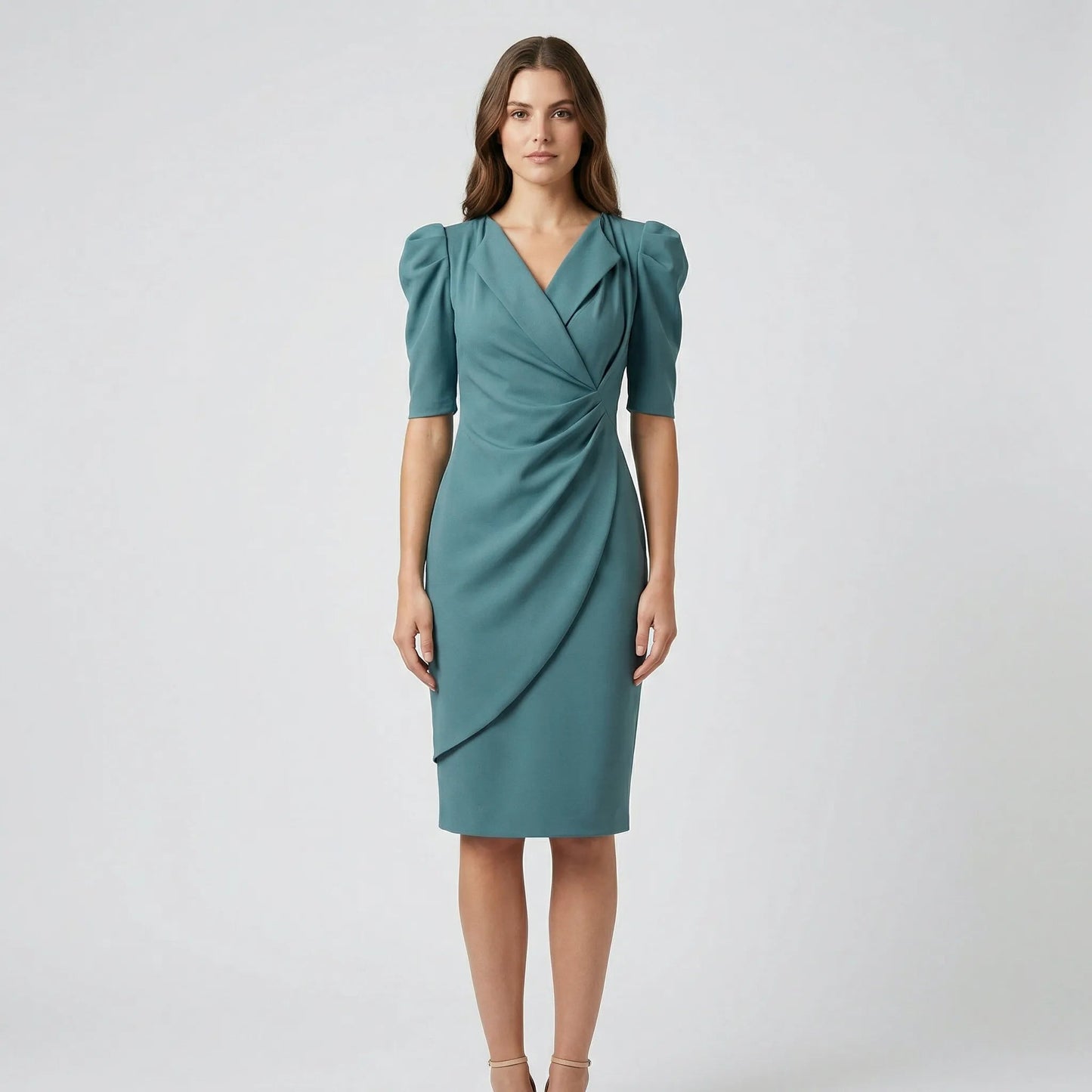 Damen Midikleid mit Wickelausschnitt in Blau Jully