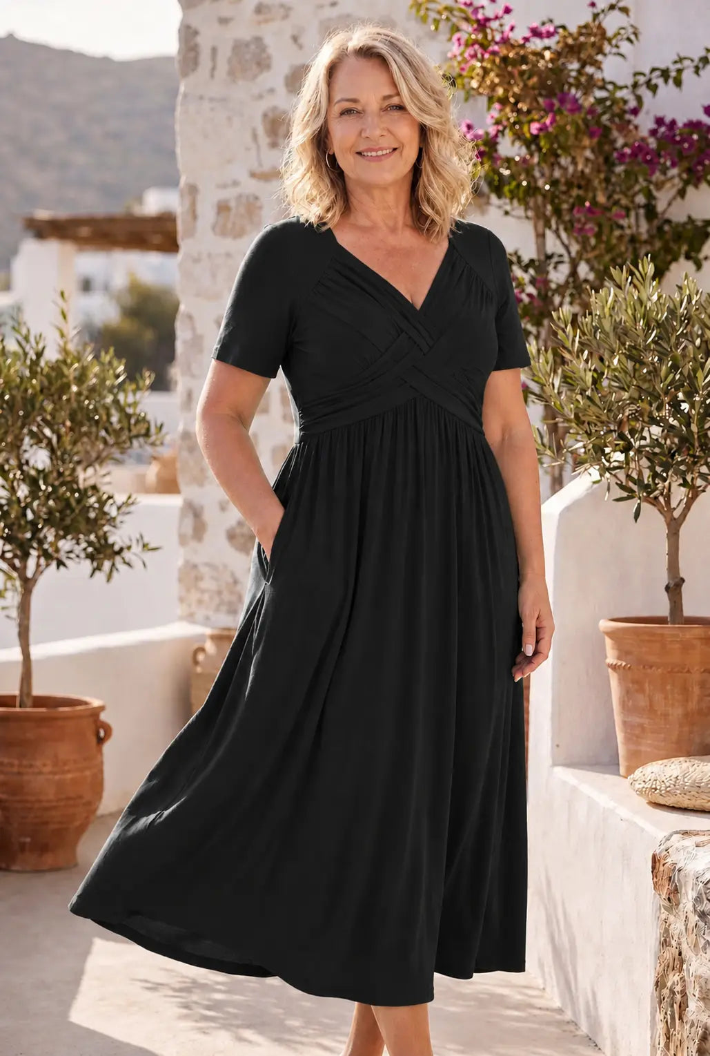 Damen Midikleid mit Wickeloberteil Jully