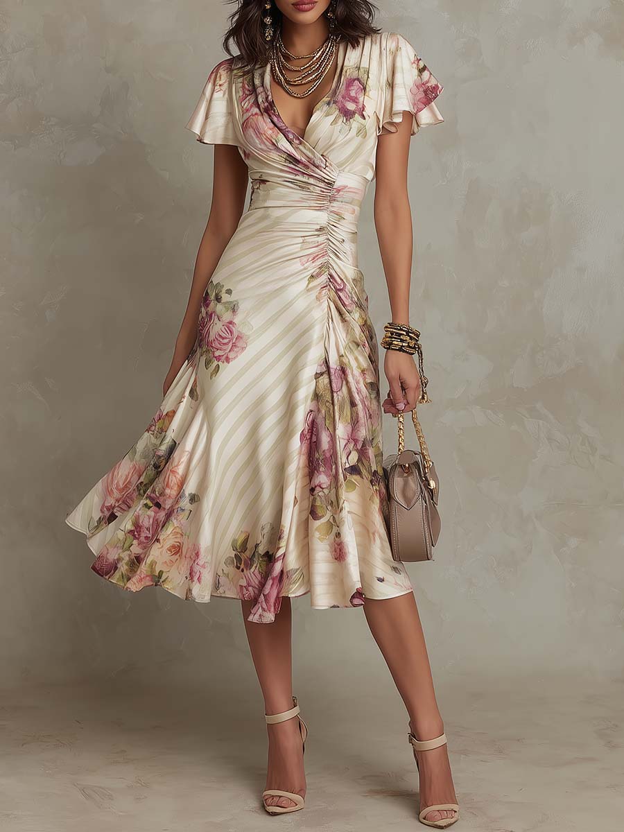 Damen Midikleid mit Wickelpassform aus Chiffon Jully