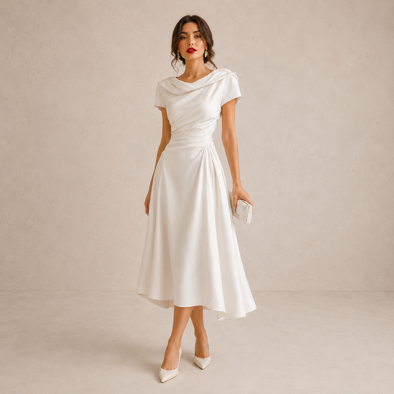 Damen Midikleid mit asymmetrischem Ausschnitt Jully