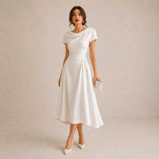 Damen Midikleid mit asymmetrischem Ausschnitt Jully