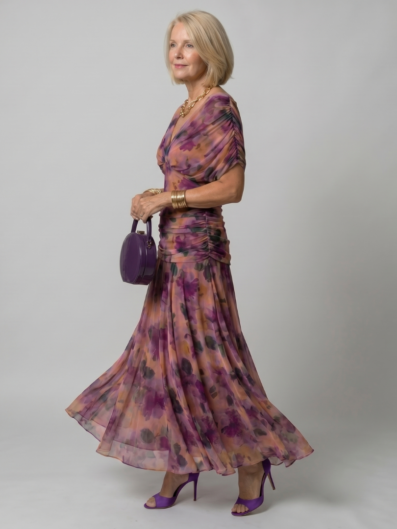 Damen Midikleid mit drapiertem Ausschnitt Jully