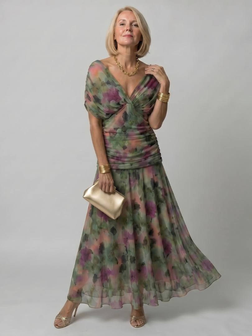 Damen Midikleid mit drapiertem Ausschnitt Jully