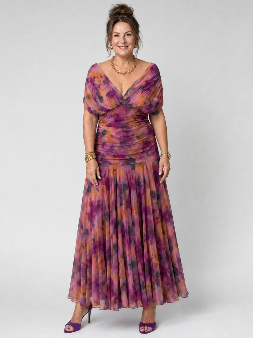 Damen Midikleid mit drapiertem Ausschnitt Jully