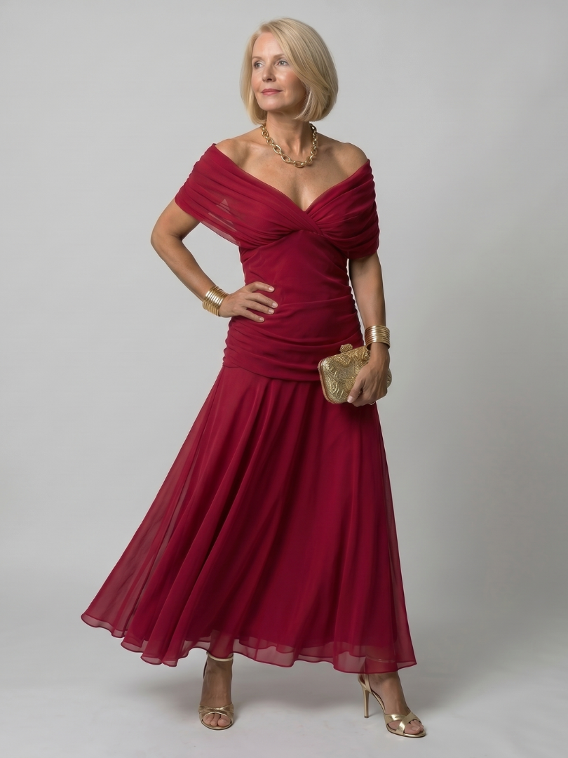 Damen Midikleid mit drapiertem Ausschnitt Jully