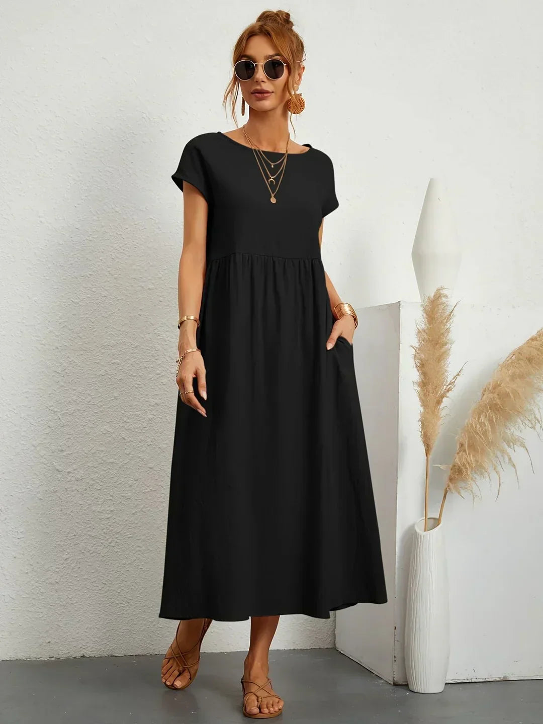 Damen Midikleid mit fließendem Schnitt Jully