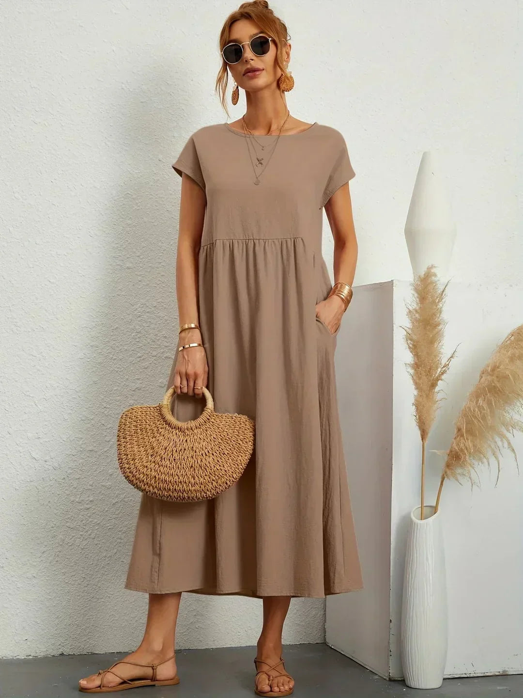Damen Midikleid mit fließendem Schnitt Jully