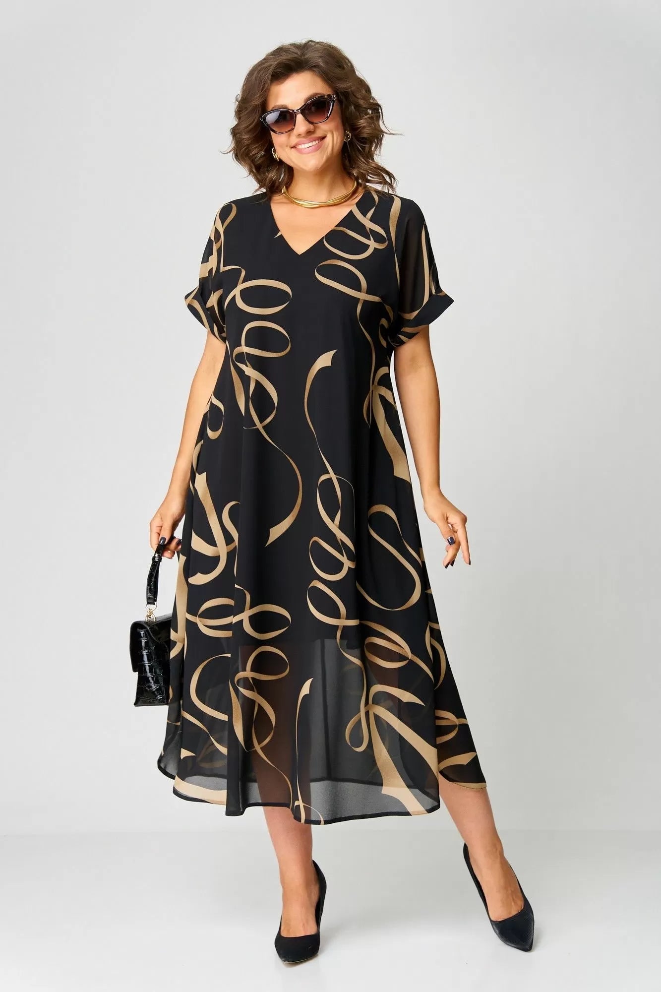 Damen Midikleid mit fließender Passform aus Baumwolle Jully