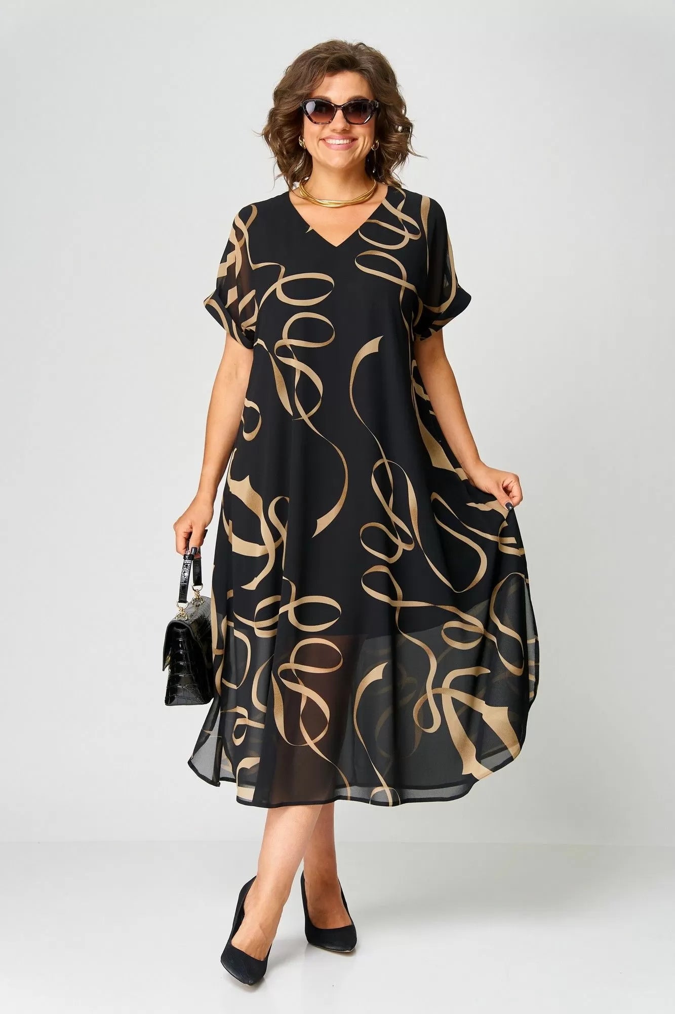 Damen Midikleid mit fließender Passform aus Baumwolle Jully