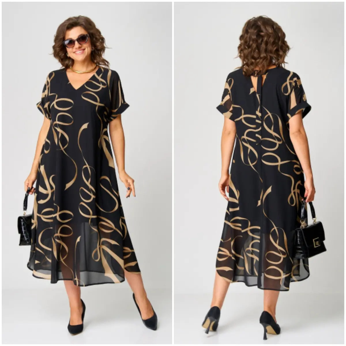 Damen Midikleid mit fließender Passform aus Baumwolle Jully