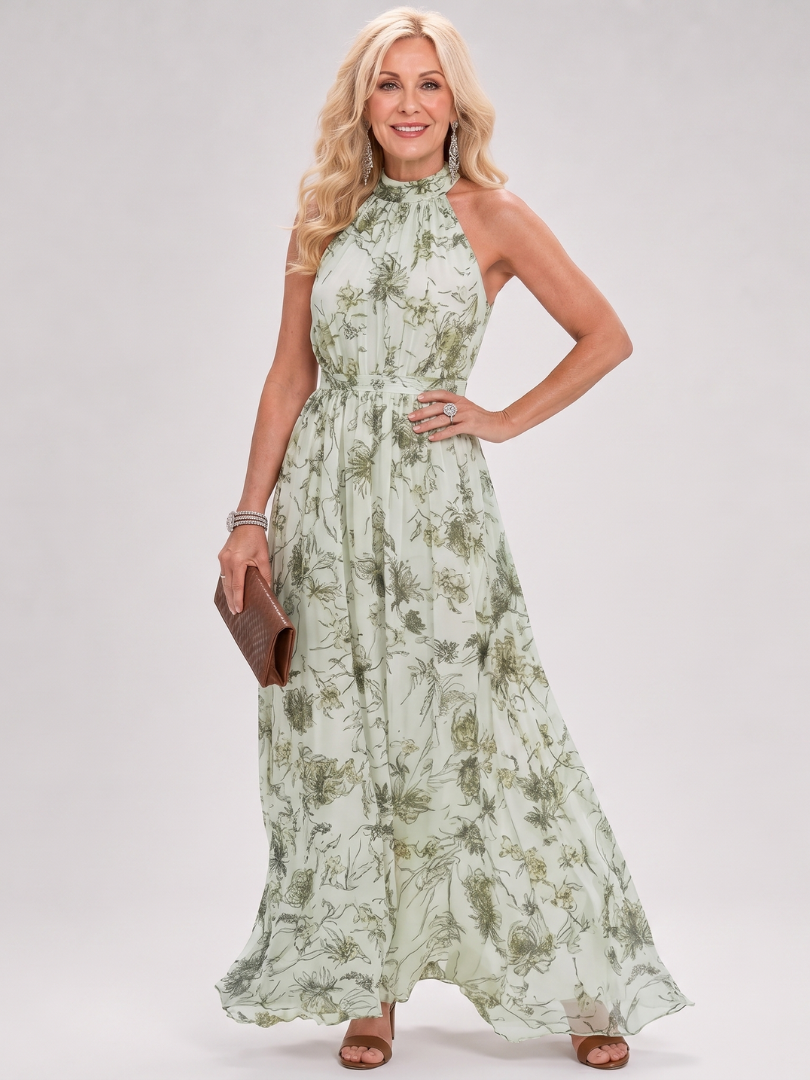Damen Midikleid mit floralem Druck und Neckholder Jully