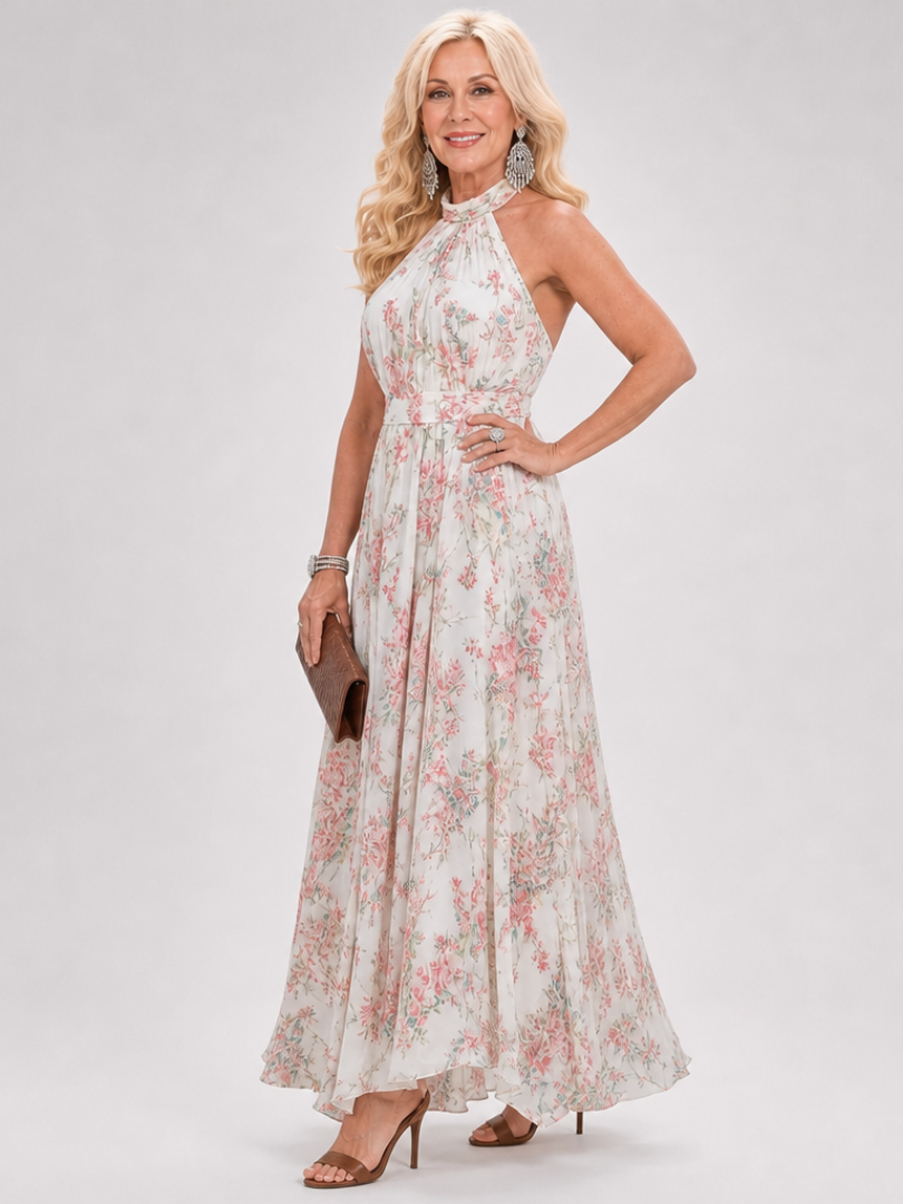 Damen Midikleid mit floralem Druck und Neckholder Jully