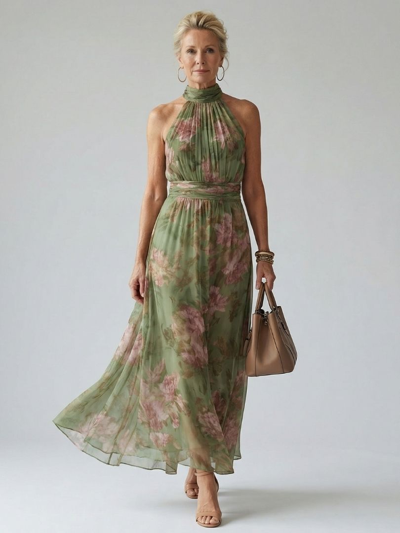 Damen Midikleid mit gerafftem Neckholder Jully