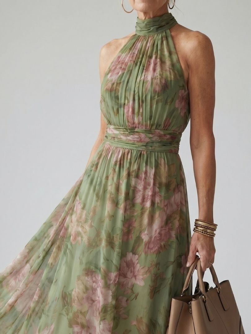 Damen Midikleid mit gerafftem Neckholder Jully