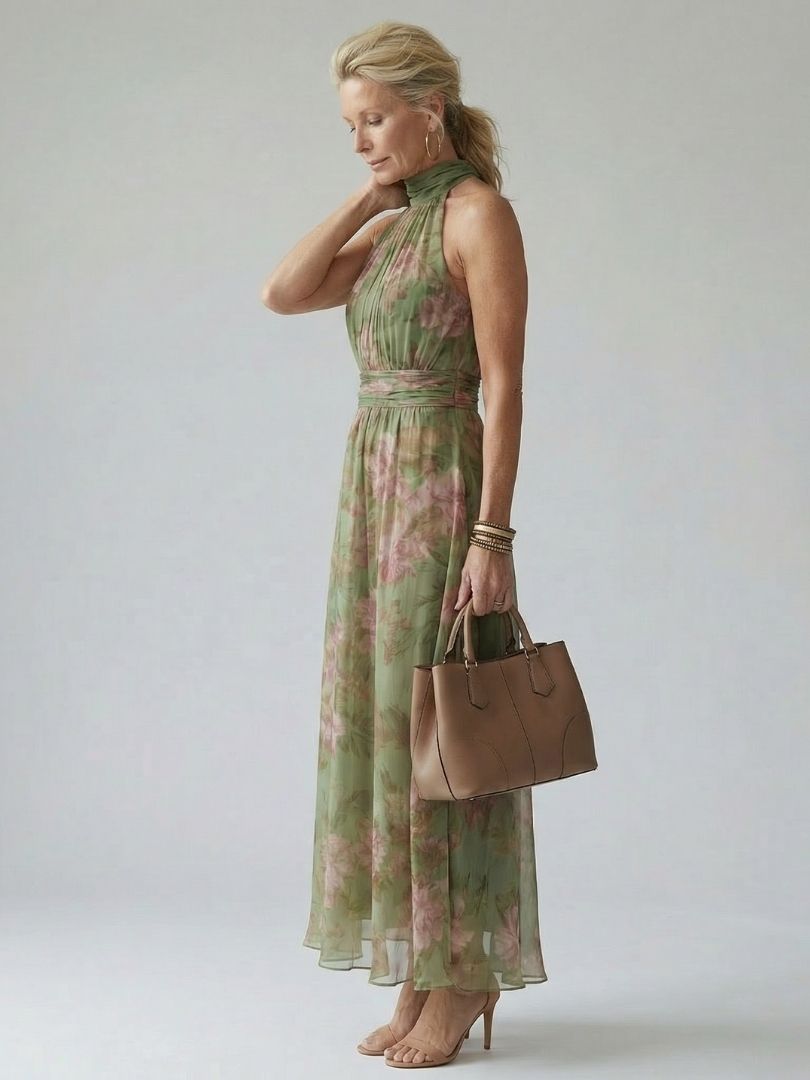 Damen Midikleid mit gerafftem Neckholder Jully