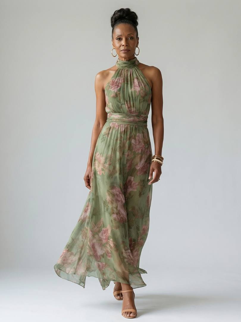 Damen Midikleid mit gerafftem Neckholder Jully