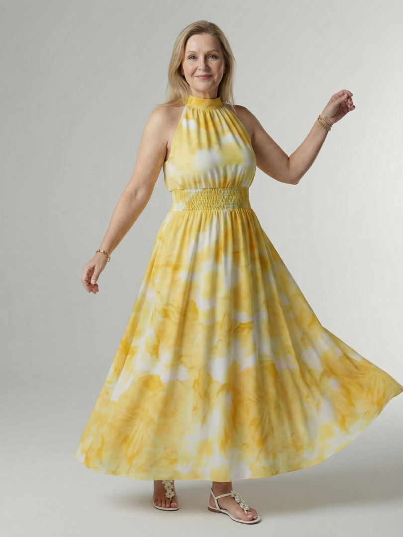 Damen Midikleid mit gerafftem Neckholder in Elegant Jully