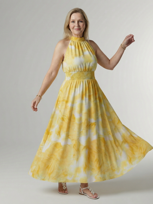 Damen Midikleid mit gerafftem Neckholder in Elegant Jully