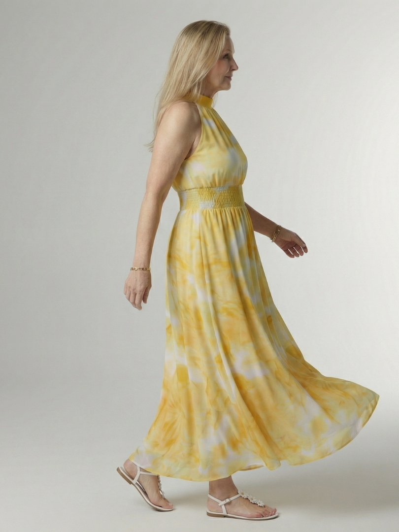 Damen Midikleid mit gerafftem Neckholder in Elegant Jully