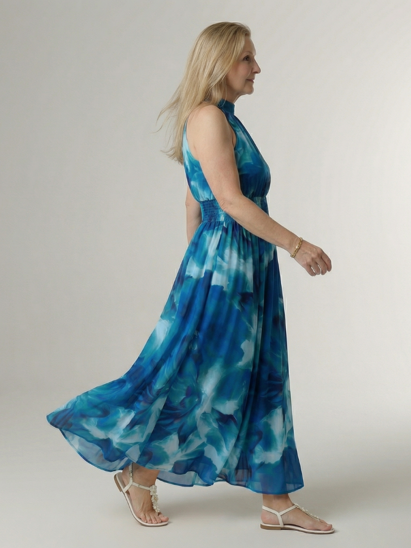 Damen Midikleid mit gerafftem Neckholder in Elegant Jully