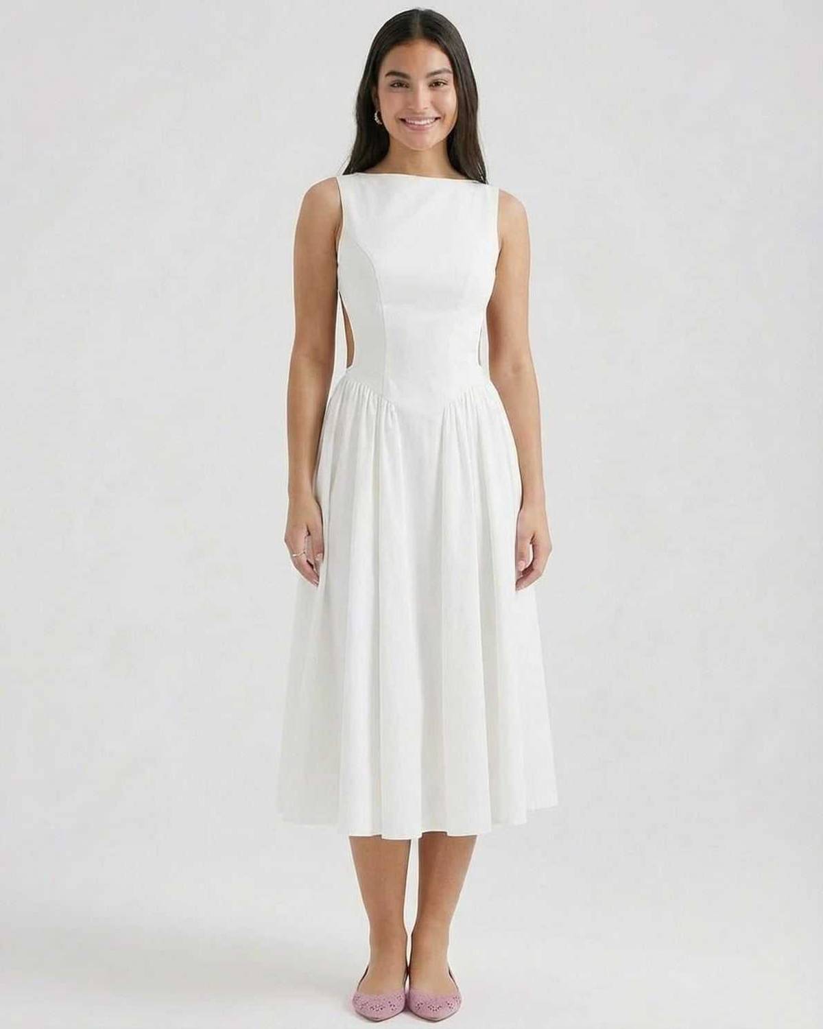 Damen Midikleid mit offenem Rücken Jully
