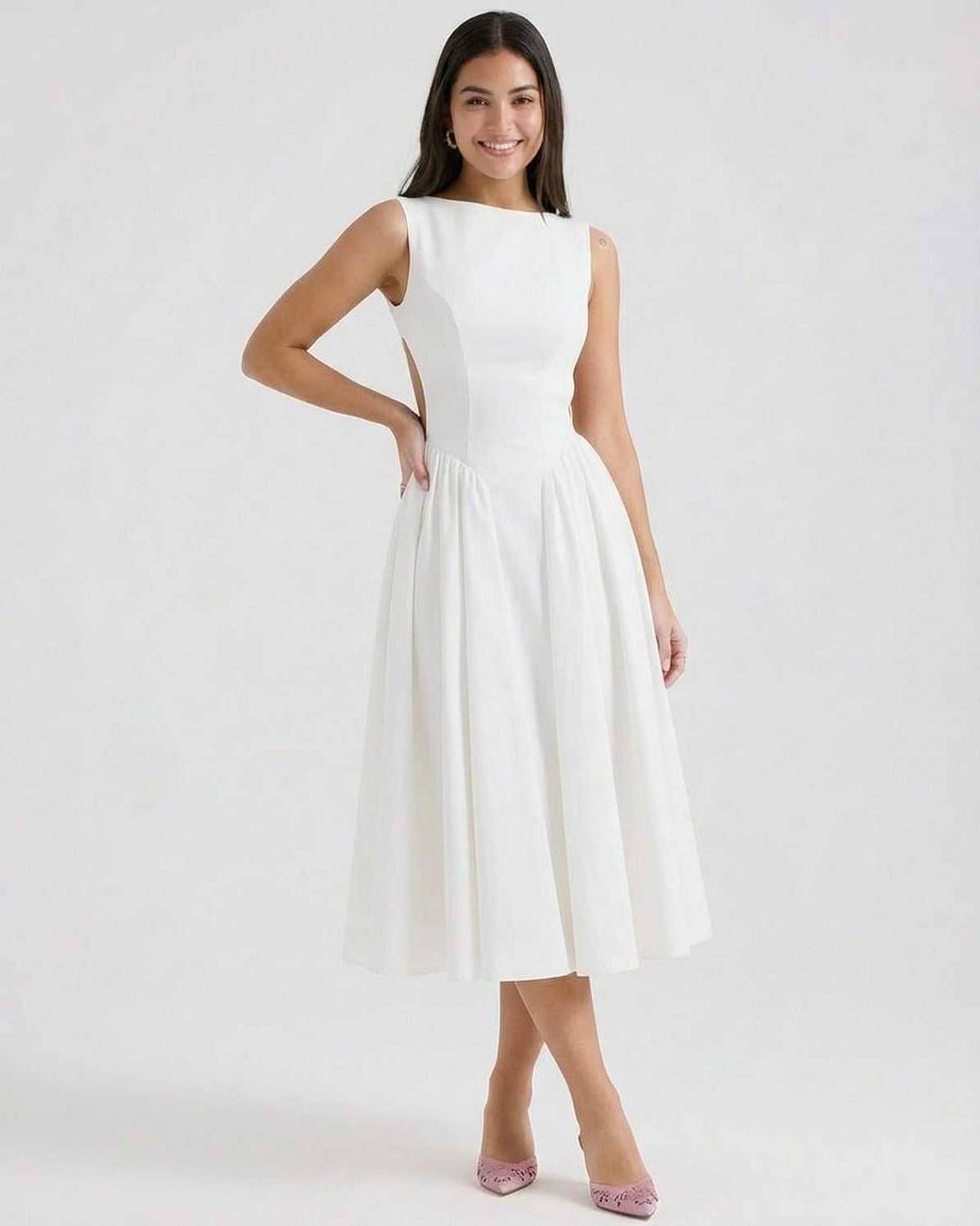 Damen Midikleid mit offenem Rücken Jully