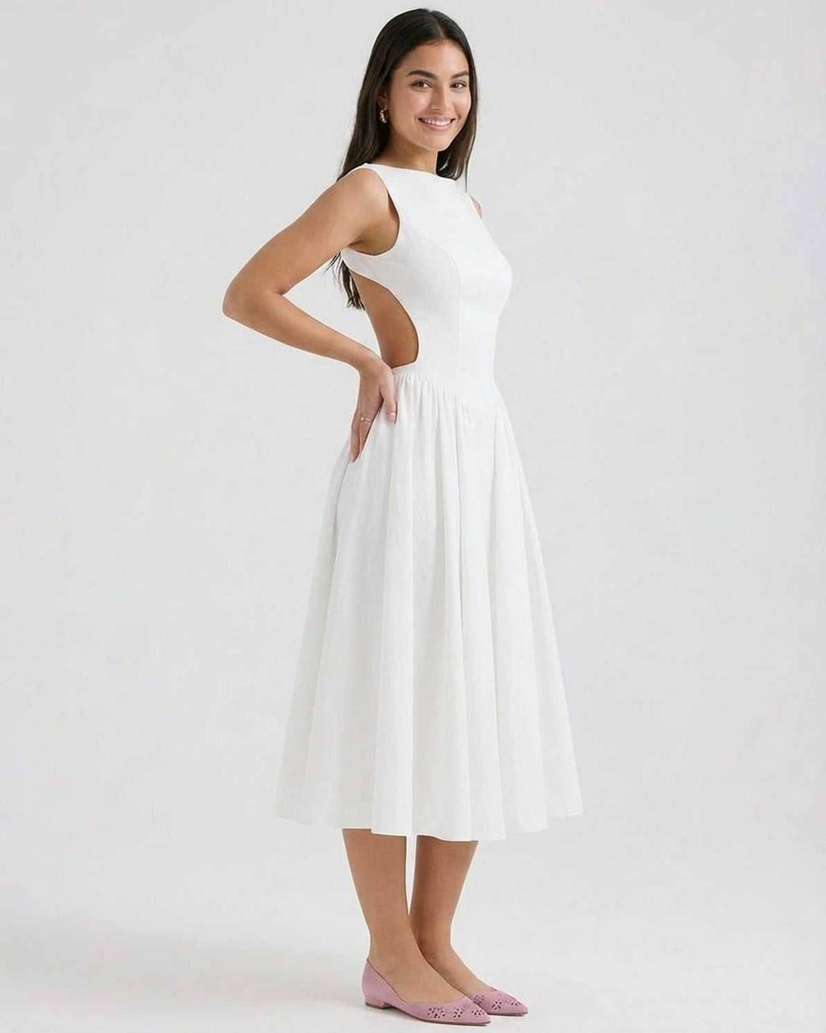Damen Midikleid mit offenem Rücken Jully