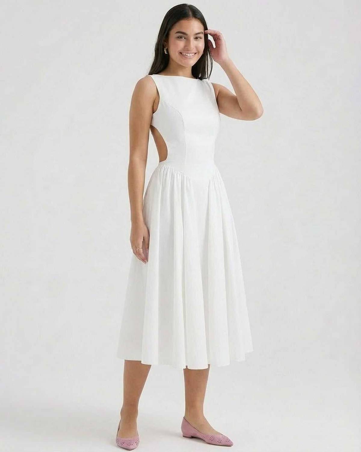 Damen Midikleid mit offenem Rücken Jully
