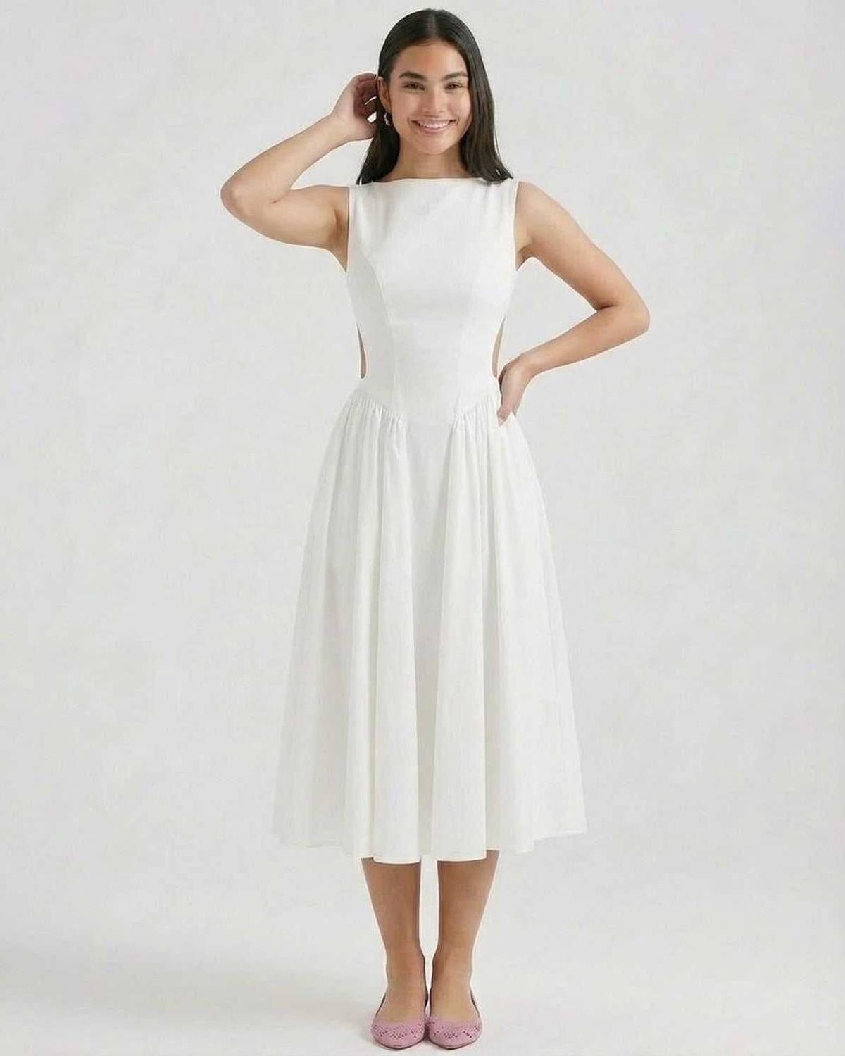Damen Midikleid mit offenem Rücken Jully