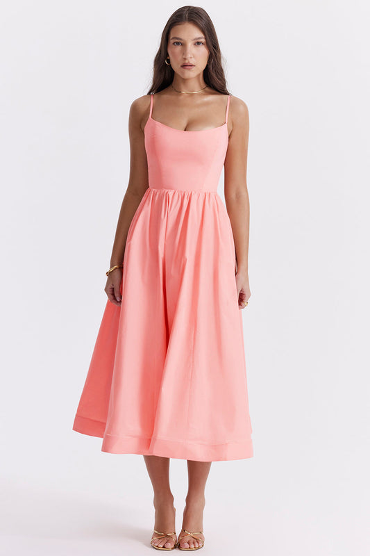 Damen Midikleid mit offenem Rücken und A-Linien-Schnitt Jully