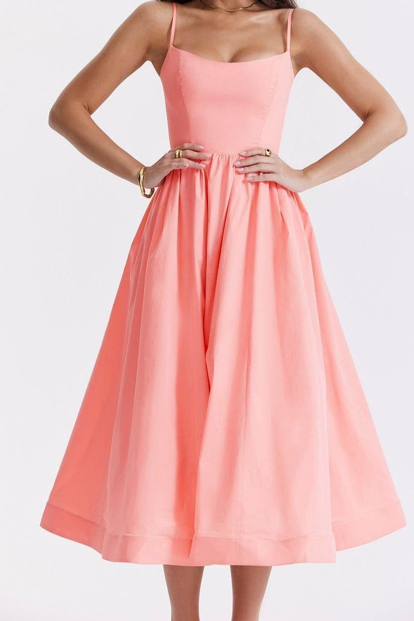 Damen Midikleid mit offenem Rücken und A-Linien-Schnitt Jully