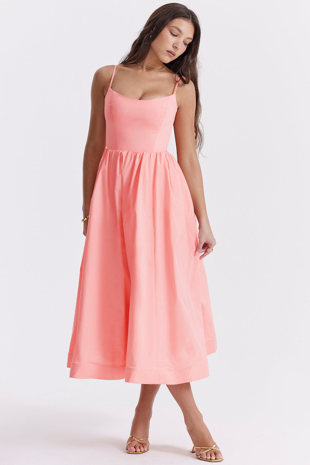 Damen Midikleid mit offenem Rücken und A-Linien-Schnitt Jully