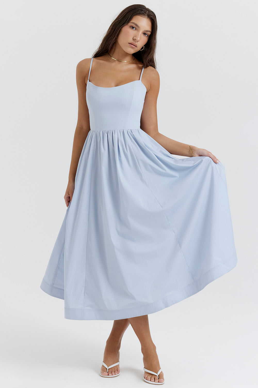 Damen Midikleid mit offenem Rücken und A-Linien-Schnitt Jully