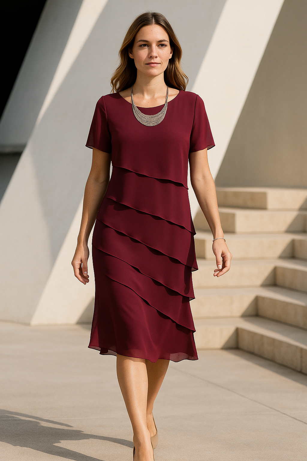 Damen Midikleid mit tailliertem Schnitt Jully