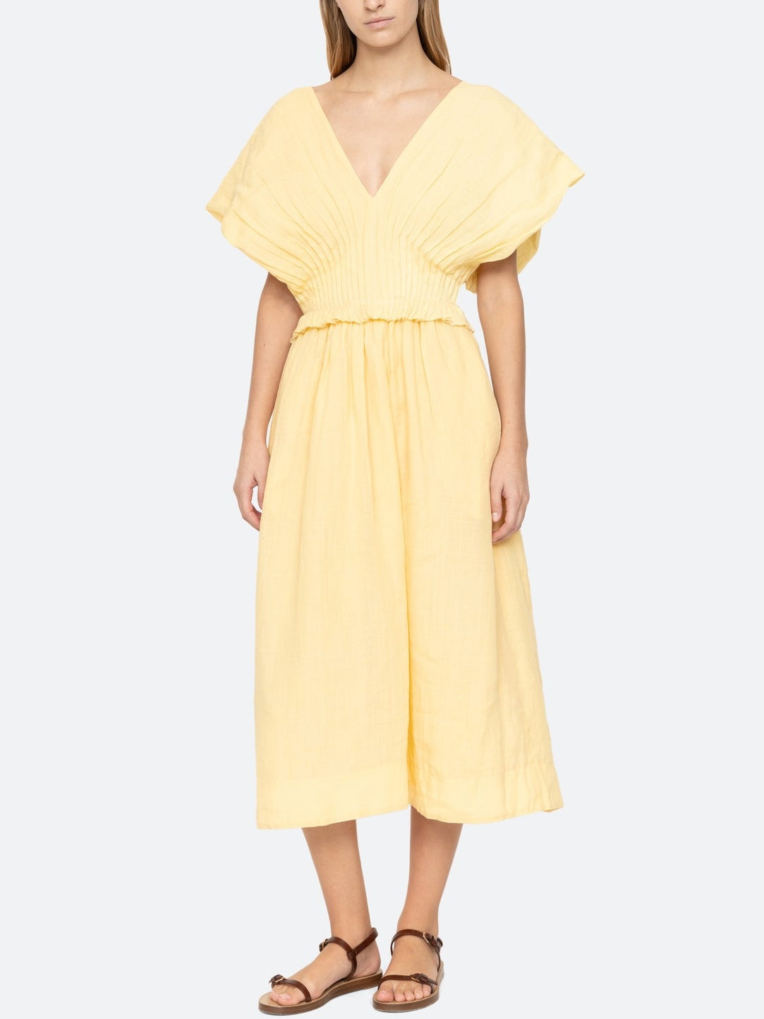Damen Midikleid mit übergroßen Ärmeln Jully