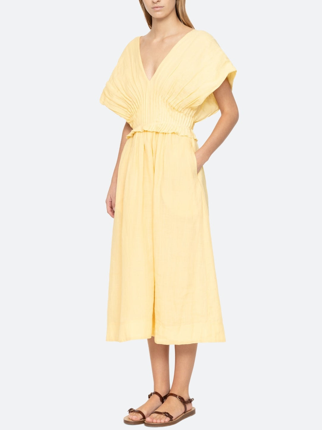 Damen Midikleid mit übergroßen Ärmeln Jully
