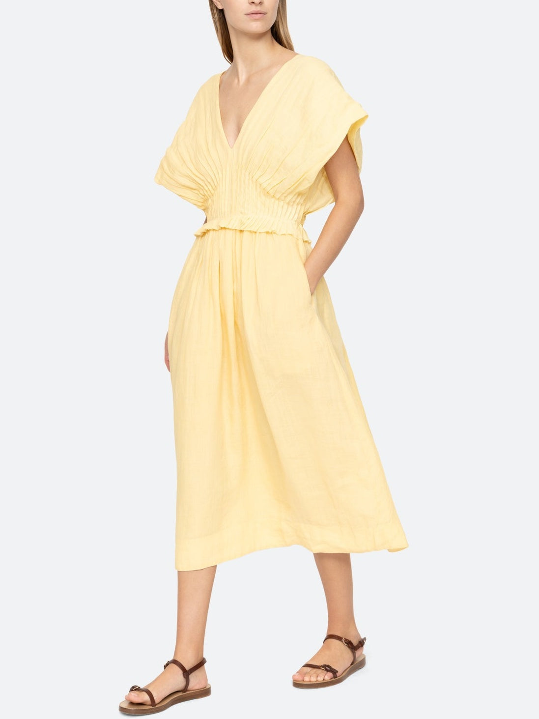 Damen Midikleid mit übergroßen Ärmeln Jully