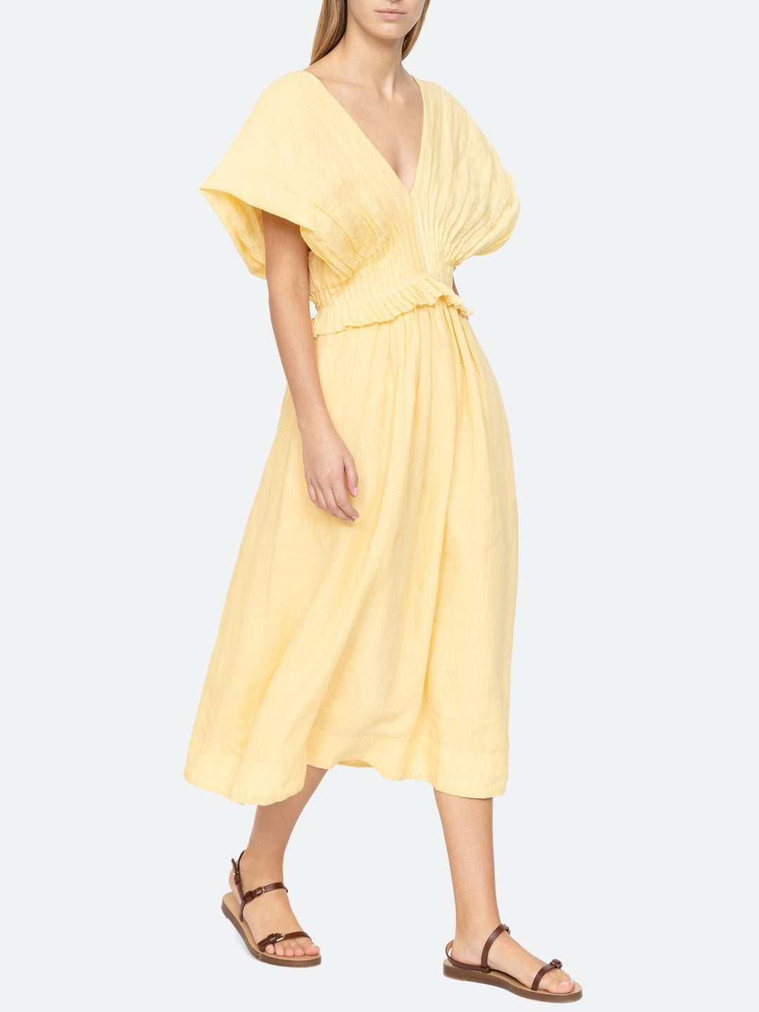 Damen Midikleid mit übergroßen Ärmeln Jully