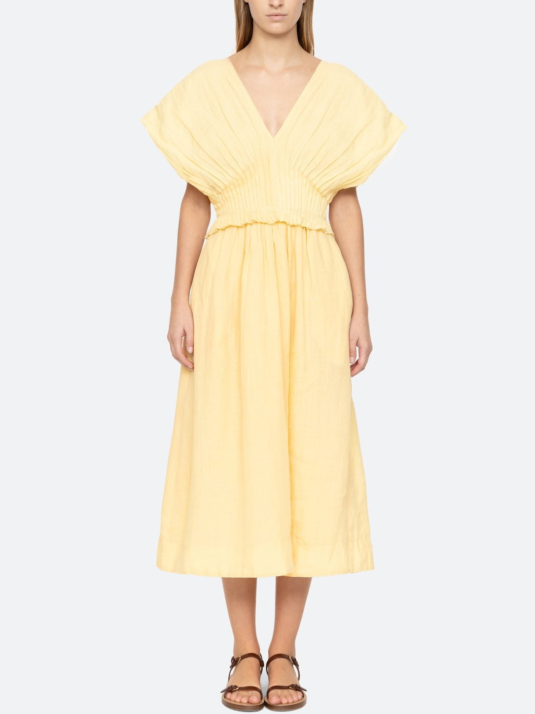 Damen Midikleid mit übergroßen Ärmeln Jully