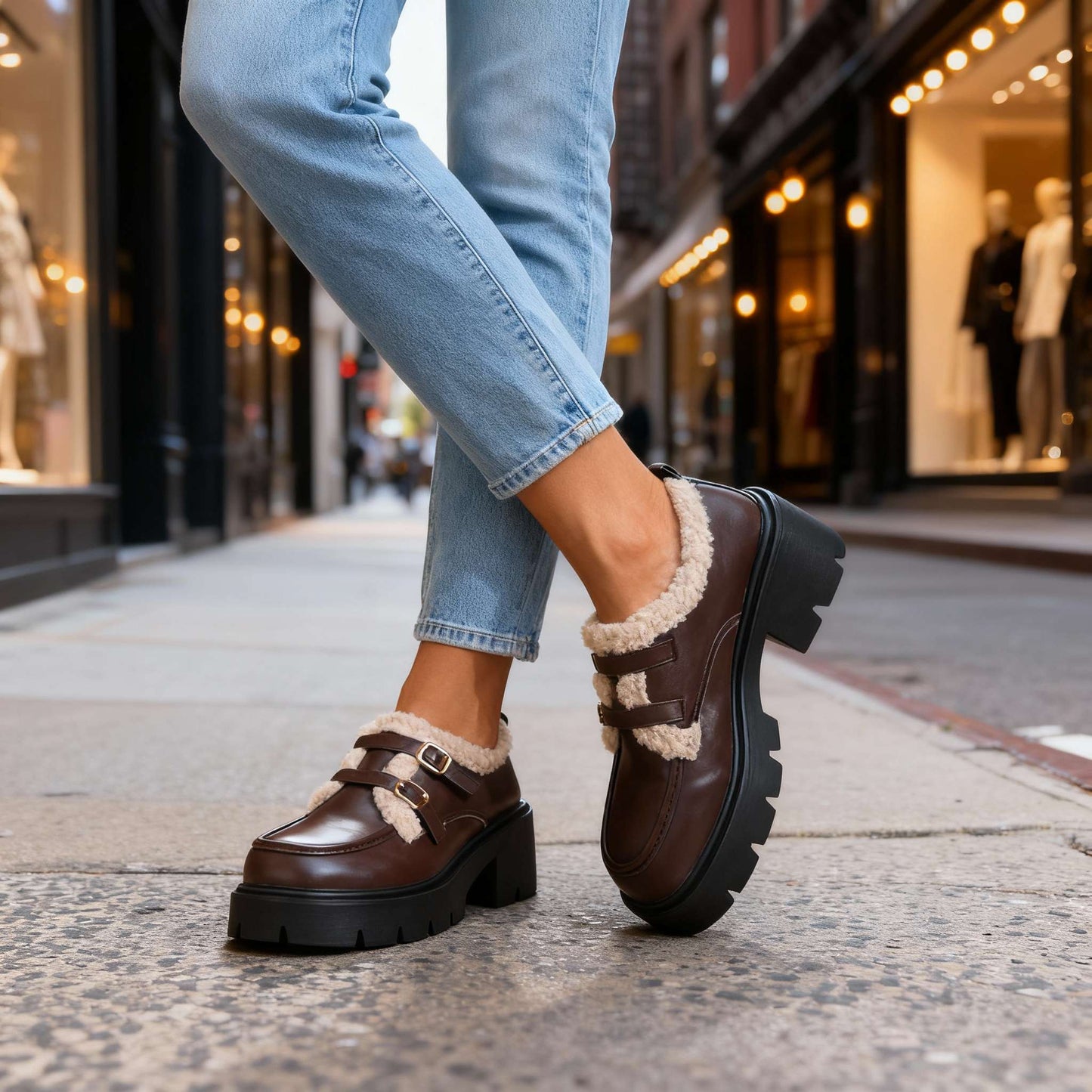 Damen Mokassins mit Sherpa-Futter und gepolsterter Innensohle Jully