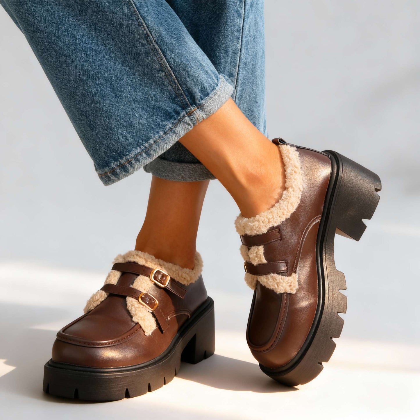 Damen Mokassins mit Sherpa-Futter und gepolsterter Innensohle Jully